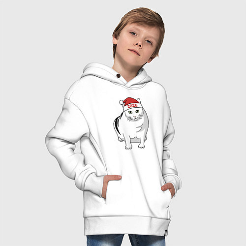Детское худи оверсайз Мемный кот Бендер - 2026 / Белый – фото 4