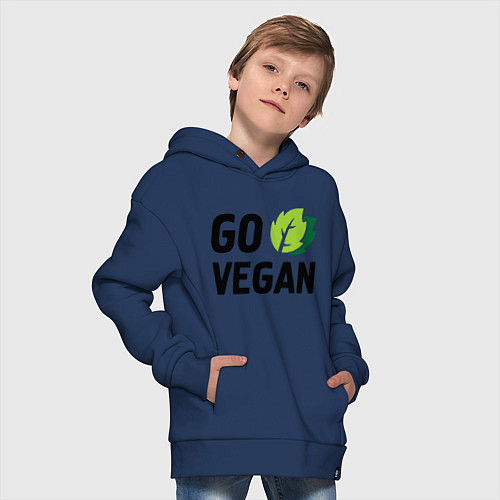 Детское худи оверсайз Go vegan / Тёмно-синий – фото 4