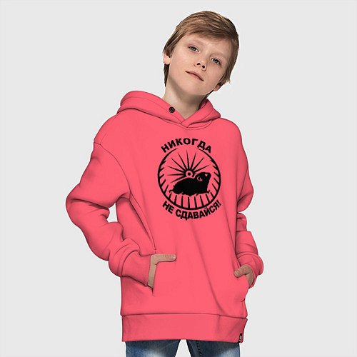 Детское худи оверсайз Хомяк в колесе / Коралловый – фото 4