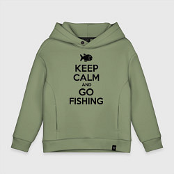 Толстовка оверсайз детская Keep Calm & Go fishing, цвет: авокадо