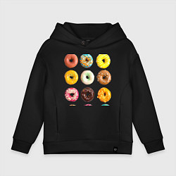 Толстовка оверсайз детская Donut Worry, цвет: черный