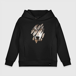 Толстовка оверсайз детская Волк - моё второе Я, цвет: черный
