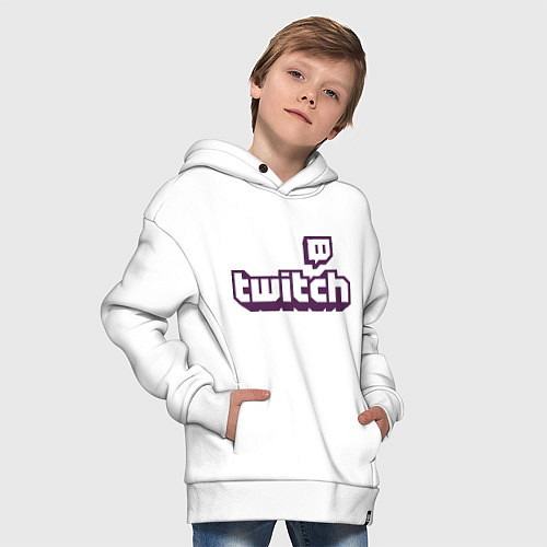 Детское худи оверсайз Twitch Logo / Белый – фото 4