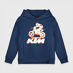 Толстовка оверсайз детская KTM белый, цвет: тёмно-синий