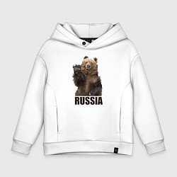 Толстовка оверсайз детская Russia: Poly Bear, цвет: белый