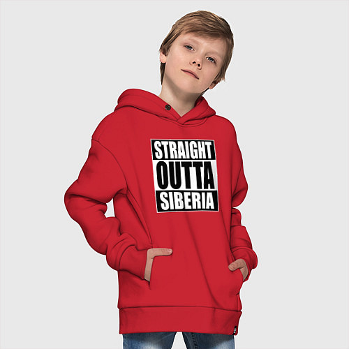 Детское худи оверсайз Straight Outta Siberia / Красный – фото 4