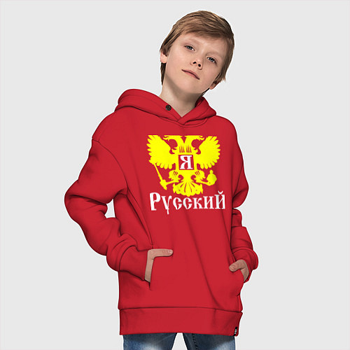 Детское худи оверсайз Я Русский / Красный – фото 4