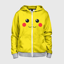 Толстовка на молнии детская Happy Pikachu, цвет: 3D-меланж