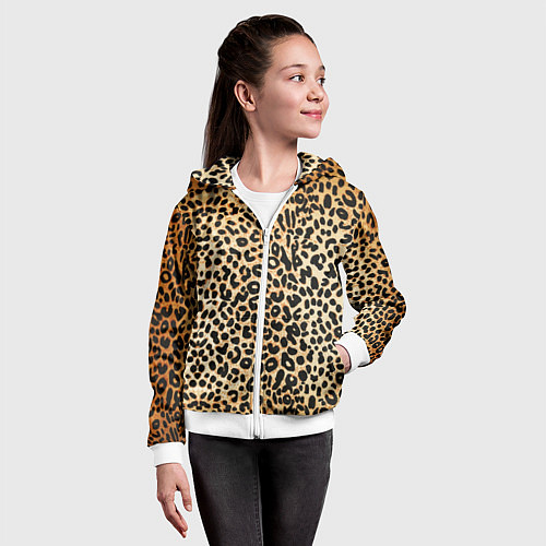 Детская толстовка на молнии Гепард (шкура) / 3D-Белый – фото 4
