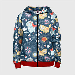 Толстовка на молнии детская Котята, цвет: 3D-красный