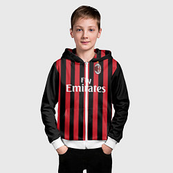 Толстовка на молнии детская Milan FC: Fly Emirates, цвет: 3D-белый — фото 2