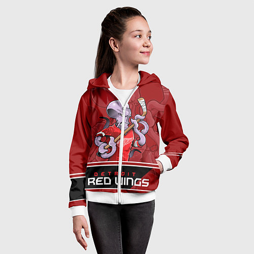 Детская толстовка на молнии Detroit Red Wings / 3D-Белый – фото 4