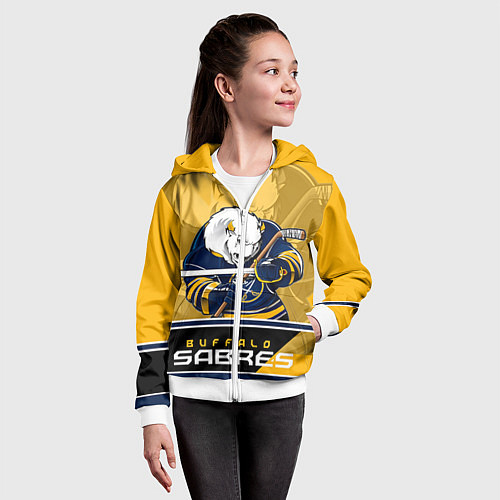 Детская толстовка на молнии Buffalo Sabres / 3D-Белый – фото 4