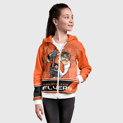 Детская толстовка на молнии Philadelphia Flyers / 3D-Белый – фото 4