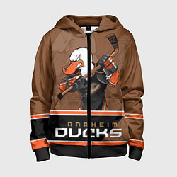 Толстовка на молнии детская Anaheim Ducks, цвет: 3D-черный