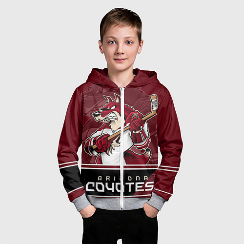 Детская толстовка на молнии Arizona Coyotes / 3D-Меланж – фото 3