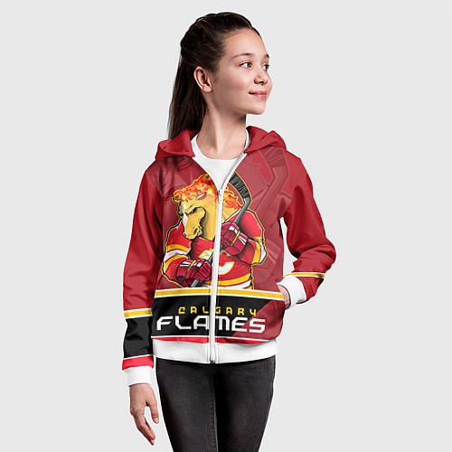 Детская толстовка на молнии Calgary Flames / 3D-Белый – фото 4
