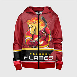 Толстовка на молнии детская Calgary Flames, цвет: 3D-красный