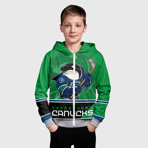 Детская толстовка на молнии Vancouver Canucks / 3D-Меланж – фото 3