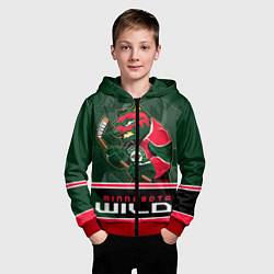 Толстовка на молнии детская Minnesota Wild, цвет: 3D-красный — фото 2