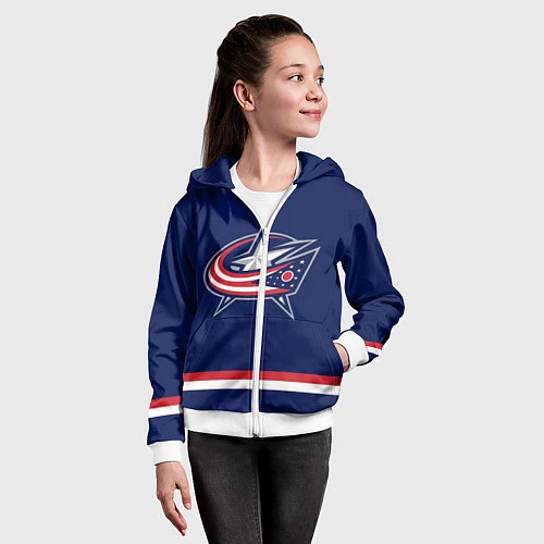 Детская толстовка на молнии Columbus Blue Jackets / 3D-Белый – фото 4