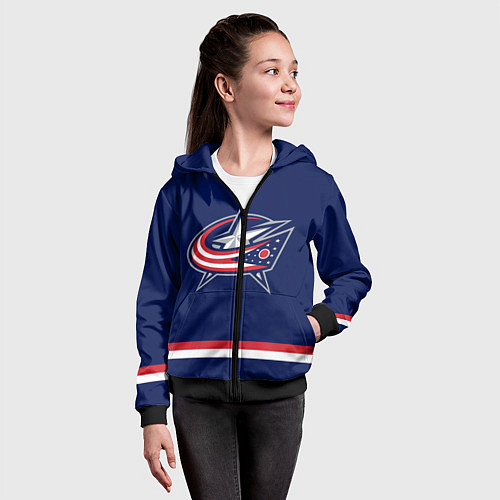 Детская толстовка на молнии Columbus Blue Jackets / 3D-Черный – фото 4