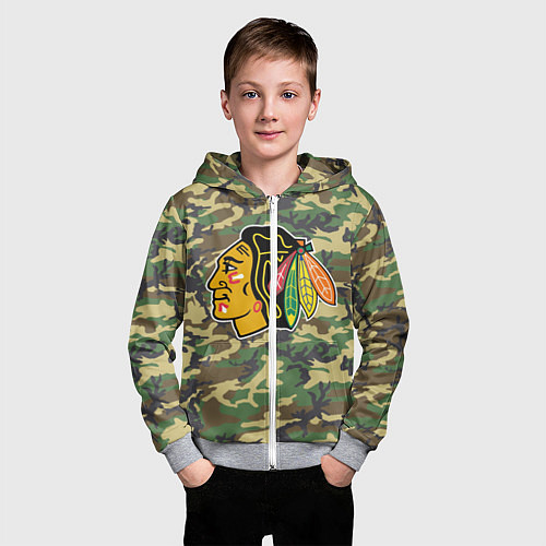 Детская толстовка на молнии Blackhawks Camouflage / 3D-Меланж – фото 3