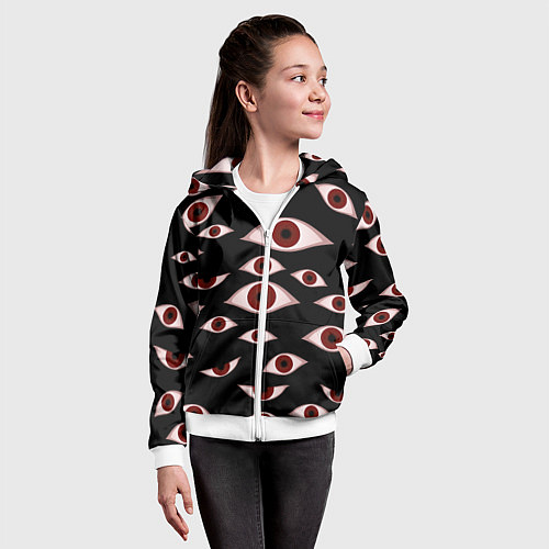 Детская толстовка на молнии Глаза / 3D-Белый – фото 4