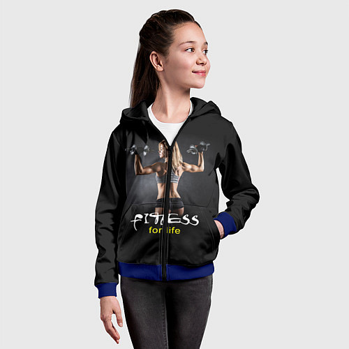 Детская толстовка на молнии Fitness for life / 3D-Синий – фото 4