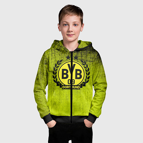 Детская толстовка на молнии Borussia5 / 3D-Черный – фото 3