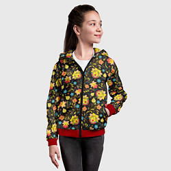 Толстовка на молнии детская Хохлома, цвет: 3D-красный — фото 2