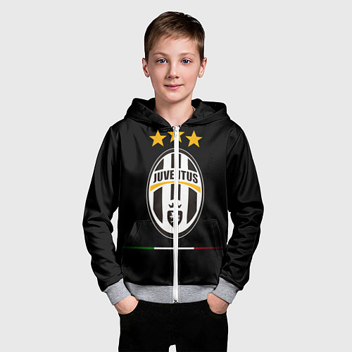 Детская толстовка на молнии Juventus: 3 stars / 3D-Меланж – фото 3