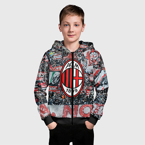 Детская толстовка на молнии Milan FC / 3D-Черный – фото 3