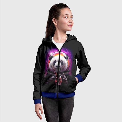 Детская толстовка на молнии Panda Cosmonaut / 3D-Синий – фото 4