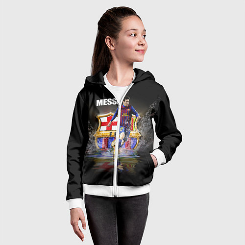 Детская толстовка на молнии Messi FCB / 3D-Белый – фото 4