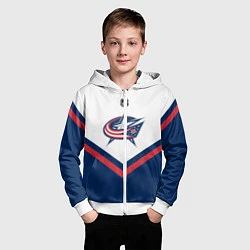 Толстовка на молнии детская NHL: Columbus Blue Jackets, цвет: 3D-белый — фото 2