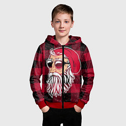 Толстовка на молнии детская Санта хипстер, цвет: 3D-красный — фото 2