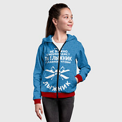 Толстовка на молнии детская Лыжник или сноубордист, цвет: 3D-красный — фото 2