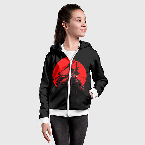 Детская толстовка на молнии Сила самурая / 3D-Белый – фото 4