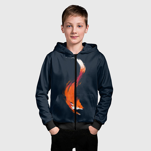 Детская толстовка на молнии Хитрая лисичка / 3D-Черный – фото 3