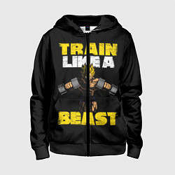 Толстовка на молнии детская Train Like a Beast, цвет: 3D-черный