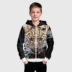 Толстовка на молнии детская Дикая кошка, цвет: 3D-белый — фото 2