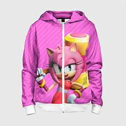 Толстовка на молнии детская Amy Rose, цвет: 3D-белый