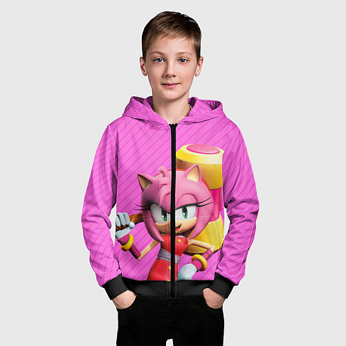 Детская толстовка на молнии Amy Rose / 3D-Черный – фото 3