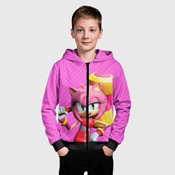 Толстовка на молнии детская Amy Rose, цвет: 3D-черный — фото 2