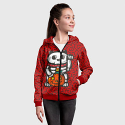 Толстовка на молнии детская Хэллоуинский кот, цвет: 3D-красный — фото 2