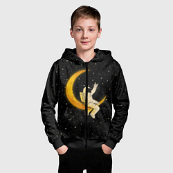 Толстовка на молнии детская Лунный наездник, цвет: 3D-черный — фото 2