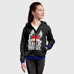 Толстовка на молнии детская I Love Rock Music, цвет: 3D-синий — фото 2