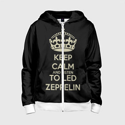 Толстовка на молнии детская Keep Calm & Led Zeppelin, цвет: 3D-белый