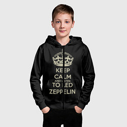 Толстовка на молнии детская Keep Calm & Led Zeppelin, цвет: 3D-черный — фото 2